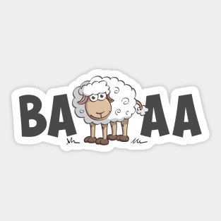 Illustration of a happy and colourful sheep and the word "ba-aa" Sticker